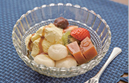 085 紅茶寒天と豆腐白玉のあんみつ